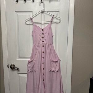 Pink Button-Down Midi Dress